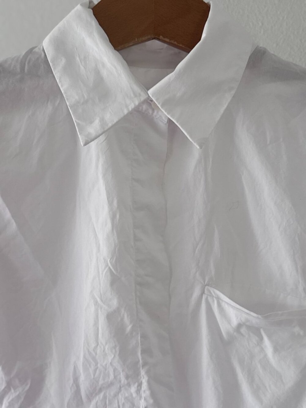Zara Cropped Button Down Shirt Small White Poplin It Girl Minimalist NWOT - Picture 8 of 12